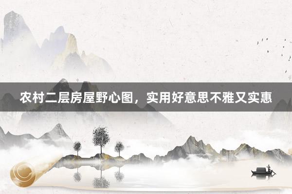 农村二层房屋野心图，实用好意思不雅又实惠